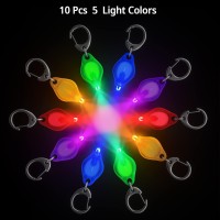 Risemart Mini Led Keychain Flashlight, Bright Tiny Light, Pack Of 10 Multi-Color Bright Led Keychain Flashlight, Batteries Included