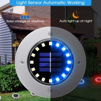 Nfesolar Solar Outdoor Lights With 16 Leds, Blue Color Bright Solar Ground Lights Outdoor, Waterproof Solar Disk Lights For Pathway Garden Yard Lawn Walkway Driveway (8 Pack)