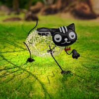 Globrite Metal Scroll Animal Cat Solar Light | 3D Garden Ornaments Outdoor Light | Weatherproof Led Lamp | Garden Lights For Lawn, Patio, Yard Outdoor Decoration And Gardening Gifts