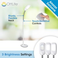 Ottlite Led Floor Lamp With Clearsun Led Technology Adjustable Height Touch Controls 3 Brightness Settings Natural Lightin