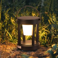 Letry Outdoor Table Lamp, 3-Level Brightness Led Nightstand Lantern, Portable Rechargeable Solar Lamp Ip44 Waterproof, Touch Control Outdoor Cordless Lantern For Patio/Walking/Reading/Camping (Round)