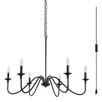 Hoxiya Pre-Assembled Plug In Chandelier, 34.6