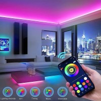 Keepsmile 32.8Ft Led Strip Lights Smart App Music Sync Color Changing Rgb Led Light Strips Bluetooth Led Strips With Remote Led Lights For Bedroom Home Decoration