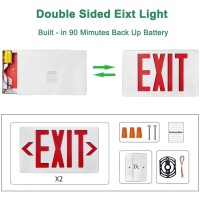 Ostek 4Pack Red Led Exit Emergency Sign Light - Standard - Battery Backup, Dual Led Lamp Abs Fire Resistance Ul-Listed 120-277V (Red Exit Sign) (4)