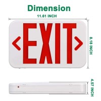 Ostek 4Pack Red Led Exit Emergency Sign Light - Standard - Battery Backup, Dual Led Lamp Abs Fire Resistance Ul-Listed 120-277V (Red Exit Sign) (4)