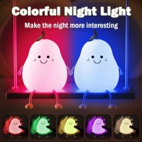 Ledholyt Night Light For Kids Cute Silicone Nursery Pear Lamp For Baby And Toddlerfruit Nightlight For Boys And Girlssquishy