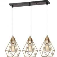 Seeblen 3- Light Indoor Island Pendant Light, Matte Gold Metal Hanging Ceiling Light Fixtures For Kitchen Kitchen Island Bar Dining Room(Antique Brass).