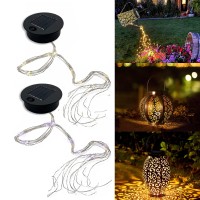 Solar Watering Can Lights Replacement-Top - Solar Panel With Led String Lights Waterproof Outdoor Solar Lantern Replacement Lid Parts Diy Garden Decor 2 Pack (Warm/Cool White)