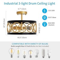 Xingqi Modern Semi Flush Mount Ceiling Light Fixture Drum Chandelier With Metal Shade Farmhouse Round Ceiling Lamp For Living D