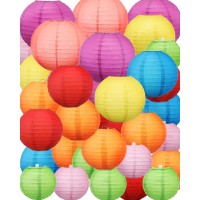 Treela 48 Pcs Paper Lanterns Party Decorations Chinese Round Paper Lanterns 46810 Inch Asian Hanging Lanterns Lamps Decorativ