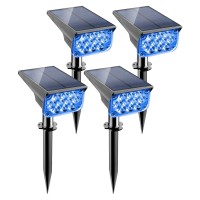 Crepow Solar Spot Lights Outdoor Blue Solar Spotlights Landscape Lights With Ip65 Waterproof 20 Leds Solar Landscape Spotlights