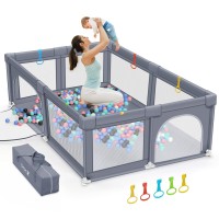 Baby Playpen, Large Baby Playards With Zipper Gates, Playpen For Babies And Toddlers, Safe No Gaps,See-Through Mesh, Anti-Fall Kids Activity Center, Baby Gate Playpen, Baby Fence,79 59 Inch