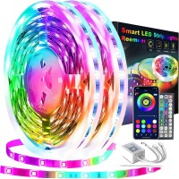 Reemeer Led Lights 130Ft(2 Rolls Of 65Ft) Smart App Control Music Sync Led Strip Lights Rgb Color Changing Led Lights Strips With Remote Led Lights For Bedroom Kitchen And Party