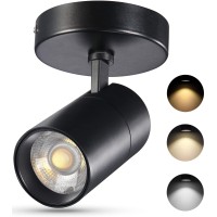 Vanoopee 3-Color Dimmable Ceiling Spotlight Flush Mount Adjustable Spotlight Directional Led Spot Lights Indoor Bright Accent Fixture For Living Room Bedroom - Cri90 36 Flicker Free 20W 2000Lm Black