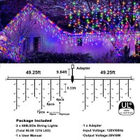 Multicolor Christmas Icicle Lights 98Ft 1216 Led Icicle Lights For Outside With 8 Modes 228 Drops Waterproof Plug In Curtain S