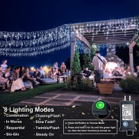 Christmas Icicle Lights 33Ft 400 Led Fairy String Lights With 8 Modes 75 Drops Waterproof Plug In Twinkle Hanging Decorations