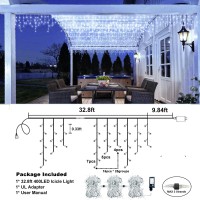 Christmas Icicle Lights 33Ft 400 Led Fairy String Lights With 8 Modes 75 Drops Waterproof Plug In Twinkle Hanging Decorations