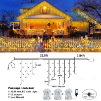 Xmasbokeh Icicle Christmas Lights 33Ft 400 Led Icicle String Lights With 8 Modes 75 Drops Waterproof Plug In Curtain Fairy Lig