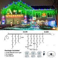 Xmasbokeh 33Ft 400 Led Christmas Lights Icicle Lights For Outside Waterproof With 8 Modes 75 Drops Plug In String Fairy Lights