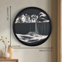 3D Sand Art Liquid Motion Dynamic Sand Picture 3D Creative Deep Sea Sandscape, 360 Rotate, Glass Crafts Solid Wood Frame, Relaxing Mood Home Office Work Decor, 44Cm/17.3'' (Silver-Black Background)