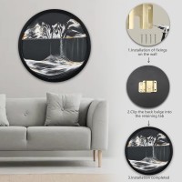 3D Sand Art Liquid Motion Dynamic Sand Picture 3D Creative Deep Sea Sandscape, 360 Rotate, Glass Crafts Solid Wood Frame, Relaxing Mood Home Office Work Decor, 44Cm/17.3'' (Silver-Black Background)