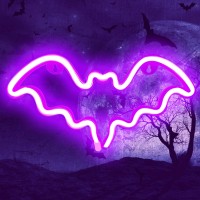 Halloween Bat Neon Sign Halloween Decoration Led Bat Neon Light Sign For Wall Decor Bat Shape Lamp With Battery Or Usb Powered