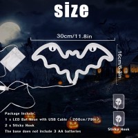 Halloween Bat Neon Sign Halloween Decoration Led Bat Neon Light Sign For Wall Decor Bat Shape Lamp With Battery Or Usb Powered