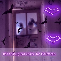 Halloween Bat Neon Sign Halloween Decoration Led Bat Neon Light Sign For Wall Decor Bat Shape Lamp With Battery Or Usb Powered