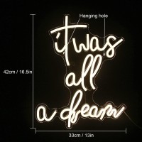 It Was All A Dream Neon Lights White Letters Led Neon Sign Cool Neon Light Sign For Bedroom Bar Party Club Birthday Wedding