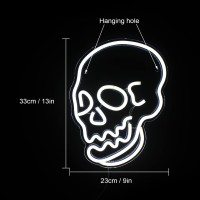 Wanxing Halloween Neon Sign Skeleton Skull Led Neon Sign White Neon Light Ghost Led Sign Usb Powered Switch Light Up Sign Neon S