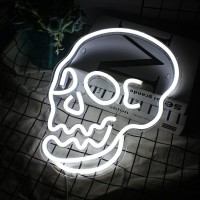 Wanxing Halloween Neon Sign Skeleton Skull Led Neon Sign White Neon Light Ghost Led Sign Usb Powered Switch Light Up Sign Neon S