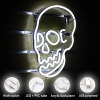 Wanxing Halloween Neon Sign Skeleton Skull Led Neon Sign White Neon Light Ghost Led Sign Usb Powered Switch Light Up Sign Neon S