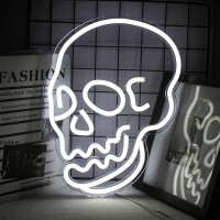 Wanxing Halloween Neon Sign Skeleton Skull Led Neon Sign White Neon Light Ghost Led Sign Usb Powered Switch Light Up Sign Neon S