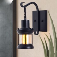 Rustic Light Fixtures, Black Indoor Vintage Wall Light Wall Sconce Industrial Lamp Fixture Glass Shade Farmhouse Metal Sconces Wall Lights For Bedroom Living Room Cafe(1 Pack)