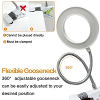 4.7In Ring Lamp Clip On Led Light, 8W Usb Desk Lamp With 3 Color Modes 10 Level Brightness, 360Flexible Gooseneck, Eye-Caring Clamp Lamp For Home Office Desk Headboard Video Conferencing(White)