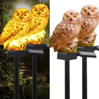 Iqytb Solar Garden Stake Lights - 2 Pack Owl Solar Lights Outdoor Garden,Ip67 Waterproof Warm White Led Solar Stake Lights For Garden, Patio, Yard, Lawn, Walkway Decoration(Brown)