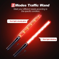 Roadhero 2 Pack Traffic Wand, 21Inch Led Traffic Control Baton, Safety Light Wands With 2 Flashing Modes, Air Marshaling Signal Wand With Side Clip For Airport, Parking, Car Directing