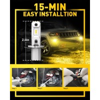 WHY CHOOSE AUXITO H3 LED Yellow Fog Light Bulbs Specification Fit Socket H3H3LL Operating Voltage 918V DC IP Rate IP67 Light Source CSP Operating Temperature 40 degree F to 176 degree F Operating Life 50000 hrs Housing Material Aviation Aluminum Applicati