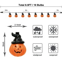 Abeja 85Ft Halloween Pumpkin String Lights With Wizard Hat Decorative Halloween String Lights With10 Pumpkin Lights Outdoor P