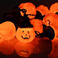 Abeja 85Ft Halloween Pumpkin String Lights With Wizard Hat Decorative Halloween String Lights With10 Pumpkin Lights Outdoor P