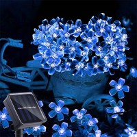 Iticdecor Outdoor Solar Flower String Lights Waterproof 50 Led Fairy Light Decorations For Christmas Tree Garden Patio Fence Yard Spring (Blue)