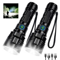 Milaoshu Rechargeable Flashlights 990 000 High Lumens 2 Pack 12 Hours Powerful Led Flash Light With 3 Modes Super Bright I