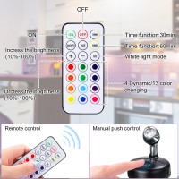 6 Pieces Battery Operated Spotlights Indoor Led Wireless Spotlight Indoor 13 Color Up Lights With Rotatable Light Head Stick On