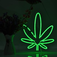 green leaf neon sign