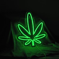 green leaf neon sign