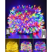 Christmas Lights Indoor Outdoor, 66Ft 200 Led Color Changing String Lights 11 Modes With Remote, Plug In Warm Whtie & Multicolor Christmas Tree Lights, Connectable Fairy Twinkle For Christmas Decor