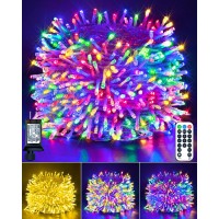 Christmas String Lights, 100Ft 300 Led Color Changing String Lights Connectable, 11 Modes Xmas Tree Lights With Remote, Plug In Warm White & Multicolor Fairy Twinkle Lights For Christmas Decorations