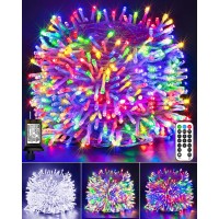 Color Changing Christmas Lights Outdoor, 164Ft 500 Led String Lights With Remote, Timer, Connectable, 11 Modes Cool Whtie & Multicolor Christmas Twinkle Lights For Home, Garden, Xmas Decorations