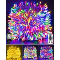 Color Changing Christmas Lights Outdoor, 164Ft 500 Led String Lights With Remote, Timer, Connectable, 11 Modes Warm Whtie & Multicolor Christmas Twinkle Lights For Home, Garden, Xmas Decorations