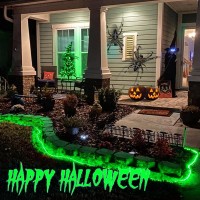 Qitong 2 Pack Green Solar Rope Lights Each 33Ft 100 Led Halloween Solar Lights Outdoor 8 Modes Clear Pvc Tube Solar String Lig